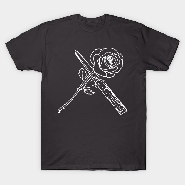 Love and Cutters Rose and Knife T-Shirt by Thomas Mee Design Works